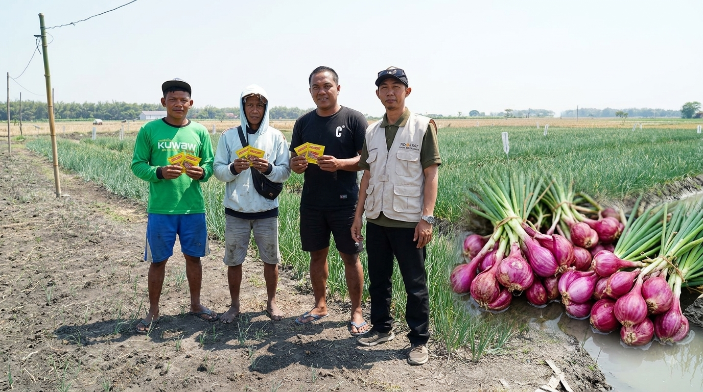 Dari Banyuwangi ke Nganjuk, Pak Viki Akui Dogumon di Lahan Bawang Merah Desa Senja